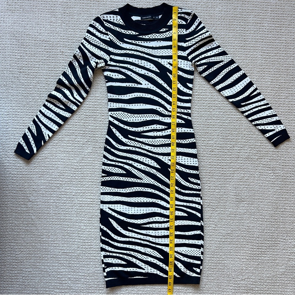 Karen Millen Zebra Print Knit Sweater Midi Dress Pointelle Bodycon Women’s XS - Picture 7 of 11